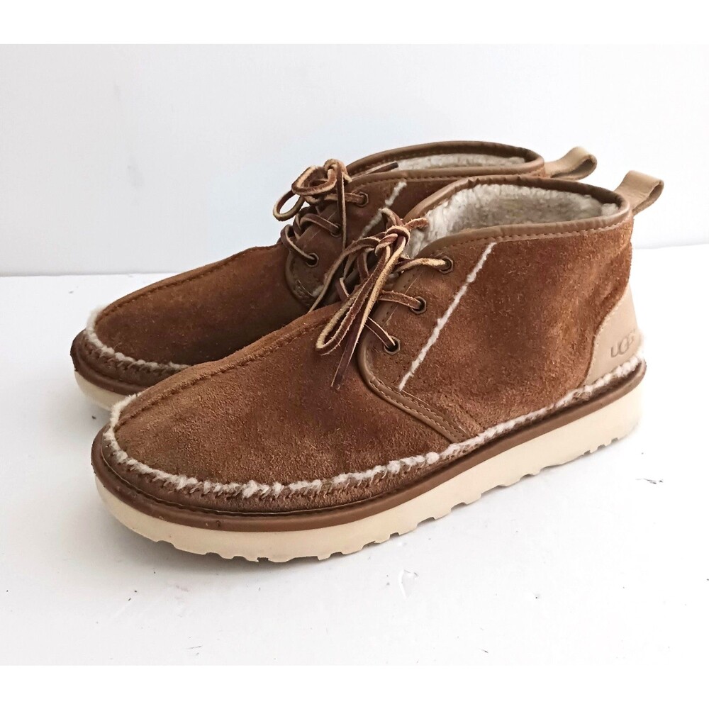 UGG Neumel Chukka Boot Brown Suede Shearling Lined 1094398 Sz 10